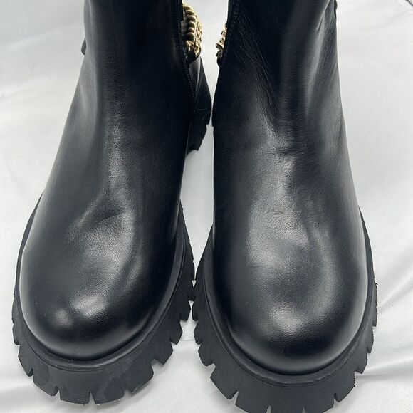 NWOT Steve Madden Black Leather Platform Boots with Chains & Buckle - Picture 8 of 8